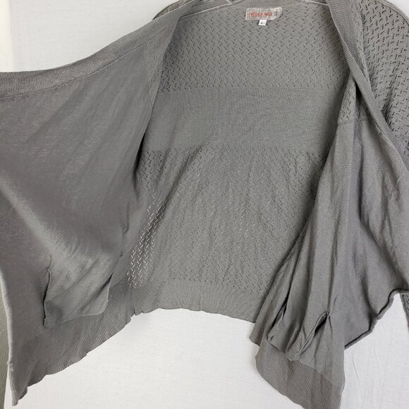 Pete & Greta Johnny Was Cardigan Open Front Lightweight Knit Cotton size L Gray - Picture 6 of 10